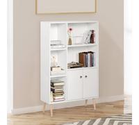 Open Bookcase Cabinet Shelves W/ Two Doors - 80W x 23.5D x 118Hcm-White - CARTER | TJ Hughes White
