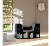 HOMCOM Bookcase Storage Reading Seat Unit Kids Adults Six Cubes Organiser in Black HOMCOM Black