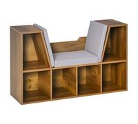 HOMCOM Bookcase Storage Reading Seat Unit Kids Adults Six Cubes Organiser in Brown HOMCOM Brown