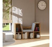 HOMCOM Bookcase Storage Reading Seat Unit Kids Adults Six Cubes Organiser in Brown HOMCOM Brown