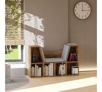 HOMCOM Bookcase Storage Reading Seat Unit Kids Adults Six Cubes Organiser in Brown HOMCOM Brown