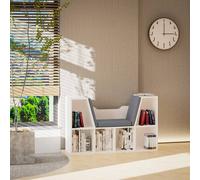 Homcom Bookcase Storage Reading Seat Unit Kids Adults Six Cubes Organiser In White White