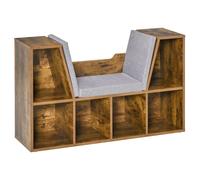 HOMCOM Bookcase Storage Shelf with Cushioned Reading Seat, Cube Bookshelf Organi