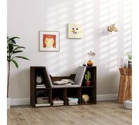 Homcom Bookcase Storage Shelf With Cushioned Reading Seat, Six Cubes In Walnut