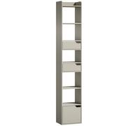 HOMCOM Bookcase Tall Narrow with 5 Tiers and Drawers Freestanding Bookshelf Storage Cabinet for Living Room Grey