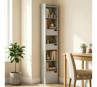 HOMCOM Bookcase Tall Narrow with 5 Tiers Drawers - 32W x 24D x 181.5H cm - Grey