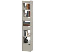 Homcom Bookcase Tall Narrow With 5 Tiers Drawers Grey
