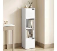 HOMCOM Bookcase with 2 Cabinets and Doors, 4-Tier Bookshelf, White