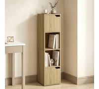 HOMCOM Bookcase with 2 Cabinets & Doors, 4-Tier Bookshelf, Oak in Light Oak HOMCOM Light Oak