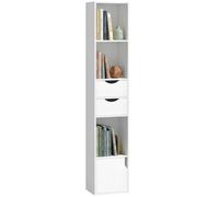 HomCom Bookcase with Drawers 158 cm - Adjustable Shelf - White