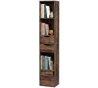 Homcom Bookcase With Drawers Adjustable Shelf 158 Cm Rustic Brown In Dark Brown Dark Brown