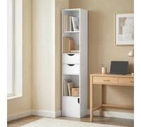HomCom Bookcase with Drawers 158 cm - Adjustable Shelf - White