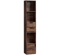 HOMCOM Bookcase with Drawers Adjustable Shelf Bookshelf with 2 Drawers and Cabinet 158 cm Rustic Brown