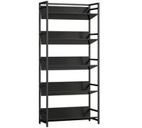 HOMCOM Bookshelf 5-Tier Metal Frame Room Divider Bookcase Storage Shelves for Living Room Black