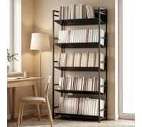 Homcom Bookshelf Anti-Slip Design 5-Tier Bookcase With Storage Shelves Black