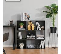 HOMCOM 9 Shelf Black Bookshelf - Size: 91.5 cm x 29.5 cm x 91.5 cm - Wilko