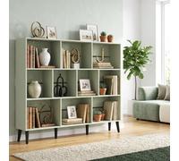 HOMCOM Bookshelf with 10 Cubbies, Book Shelf with Wood Legs, Light Green