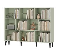 HOMCOM Bookshelf with 10 Cubbies, Book Shelf with Wood Legs, Light Green