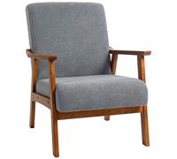 Boucle Accent Chair Armchair W/ Wide Seat for Living Room Bedroom HOMCOM Grey One Size