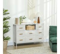 HOMCOM Boucle Chest of Drawers, 2 USB & 2 AC Ports, 8 Drawers Dresser - Cream