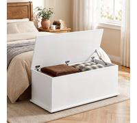 Homcom Box Chest With Lid Ottoman Storage Keepsake Cabinet Chipboard In White