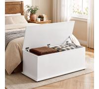 Homcom Box Chest With Lid Ottoman Storage Keepsake Cabinet Chipboard In White