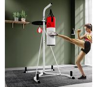 Homcom Boxing Station With Punchbag & Speed Ball Freestanding Hanging Frame In White White One Size