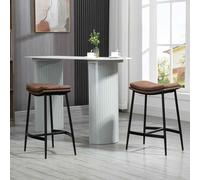 HOMCOM Industrial Bar Stools Set of 2 Kitchen Stools for Dining Room Kitchen in Brown HOMCOM Brown