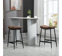 HOMCOM Breakfast Bar Stools Set of 2 Upholstered Barstools w/ Curved Seat Brown