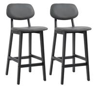 HOMCOM Breakfast Bar stools Set of 2 with PU Leather Cover, Wood Legs, Dark Grey