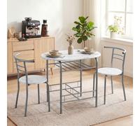 HOMCOM Breakfast Bar Table and Stools Set, Dining Room Set with Shelf