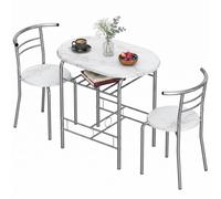 Homcom Breakfast Bar Table And Stools Set, Dining Room Set With Shelf In White White