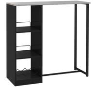 HOMCOM Breakfast Bar Table, Bar Table with 3-Tier Storage Shelf and Wine Rack, 105W x 40D x 105H cm, Black