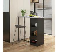Homcom Breakfast Bar Table With 3-Tier Storage Shelf And Wine Rack, Black Black