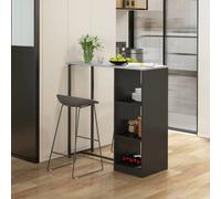 Homcom Breakfast Bar Table With 3-Tier Storage Shelf And Wine Rack, Black