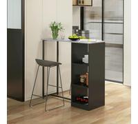 HOMCOM Breakfast Bar Table with 3-Tier Storage Shelf and Wine Rack, Black - Particleboard, Steel - Black and grey - 105 x 40 x 105 cm