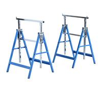 HOMCOM Set Of 2 Steel Saw Horses Telescopic Builders Work Bench Folding Blue | TJ Hughes