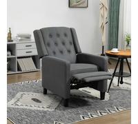 HOMCOM Button Tufted Microfibre Cloth Recliner for Living Room - Charcoal grey - Polyester - 68W x 88D x104Hcm