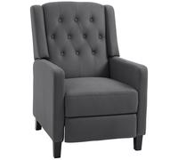 Homcom Button Tufted Recliner Chair, Microfibre Cloth Reclining Armchair In Grey Grey One Size