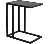 Homcom C Shape End Table W/Metal Frame Marble-Effect Top Sofa Side Table Narrow Snack Coffee Table For Living Room Black