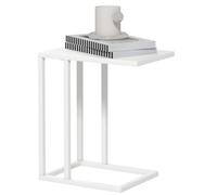 HOMCOM C Shape Side Table W/ Wood-Effect Top - White/Black - White | TJ Hughes Black