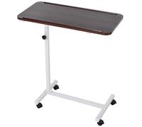 HOMCOM C-Shaped Mobile End Table Nightstand with Casters Brake Walnut