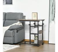 Homcom Industrial Side Table with 3-Tier Shelves and Wheels Black 800 x 85 x 850 mm
