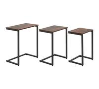 HOMCOM C-Shaped Nesting Tables Set of 3 with Steel Frame, Rustic Brown