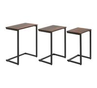 C-Shaped Nesting Tables Set of 3 with Steel Frame, Rustic Brown HOMCOM Brown 3 Pack