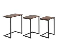 HOMCOM Nesting Side Tables Set of 3, C-Shaped Sofa Side Tables with Steel Frame for Sofa Couch and Bed, Rustic Brown