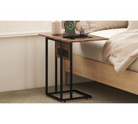 HomCom C-Shaped Side Table Foldable with Charging Station