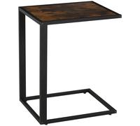 HOMCOM C-Shaped Side Table, Sofa End Table with Metal Frame, Accent Couch Table for Living room, Bedroom Brown