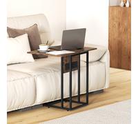 HOMCOM C Shaped Side Table with Charging Station and Foldable Top