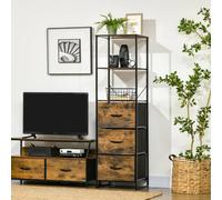 HOMCOM Cabinet Bookshelf with 2 Shelves 3 Fabric Drawers in Brown HOMCOM Brown